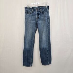 Hollister Classic Straight Jeans Men's 28 x 28 (tag 28x30) Blue Button Fly